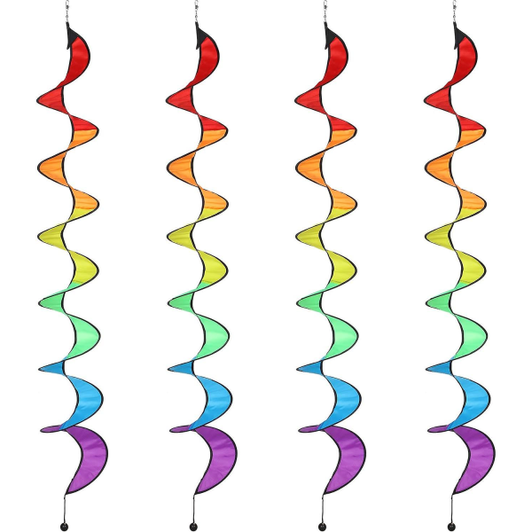 Heytea 4 delar 57 Inch Rainbow Curlie Spinner Rainbow Wind Spinner Färgglad hängande Rainbow Wind Twister för utomhusdekoration inomhus - -