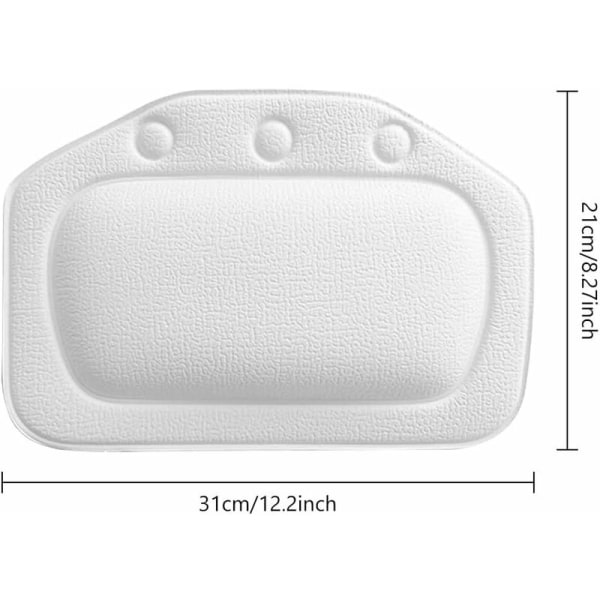 Badkarskudde, badkudde, halkfri badkudde, badrumskudde, badkudde, för badkar och hemmaspa, 21 x 31 cm, vit?