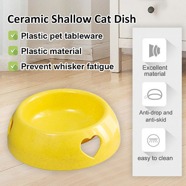 Katt Plast Vatten Skål Matning Hund Äta Husdjur Matare Valp Skål（gul）