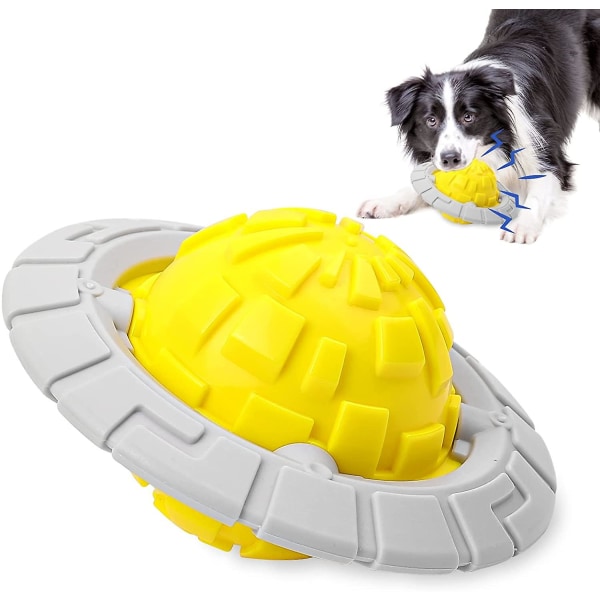 Rikkoutumaton koiran purulelu, vinkuva koiranlelu äänipallo, interaktiivinen koiranlelu, joka sopii pienille keskikokoisille ja suurille koirille (keltainen)