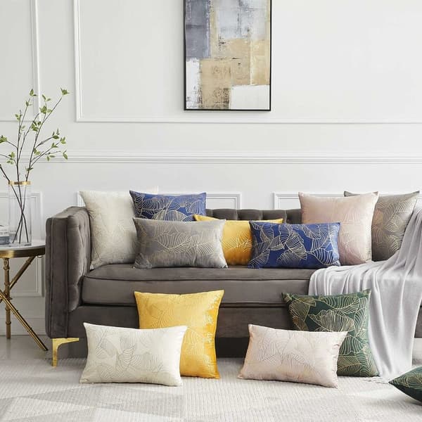 Kuddfodral 45 x 45 cm sammet guld blad kuddfodral för soffa dekorativ kuddfodral prydnadskudde för soffa sovrum vardagsrum set om 2