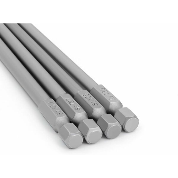 8-delad 1/4 magnetisk stjärnmejsel med långt Torx-huvud, 100 mm långt sexkantskaft, skruvmejselset (8 st 100 mm)
