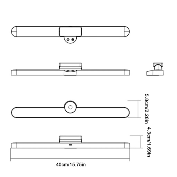 40 cm LED-underbelysning med rörelsesensor, dimbar USB-laddningsbar