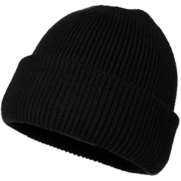 Herre Uld Hue Med Fleece Strikket Vinterhue Fortykke Hue Termisk Vindtæt Unisex Huer Sort（Grå）