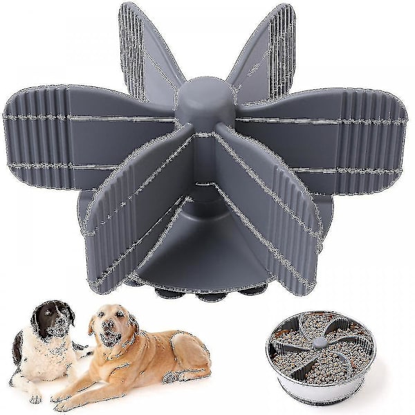 Aespa Slow Food Feeder Bowl, Sucker Pet Dog Silicone Wall Mounted Lick Slow Distracting Disk (grå)