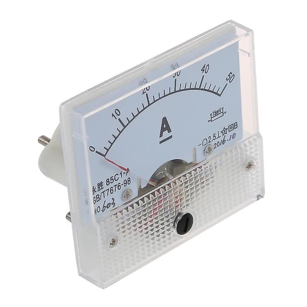 85C1 DC 0-50A Rektangulært Analogt Panel Amperemeter (Hvit)
