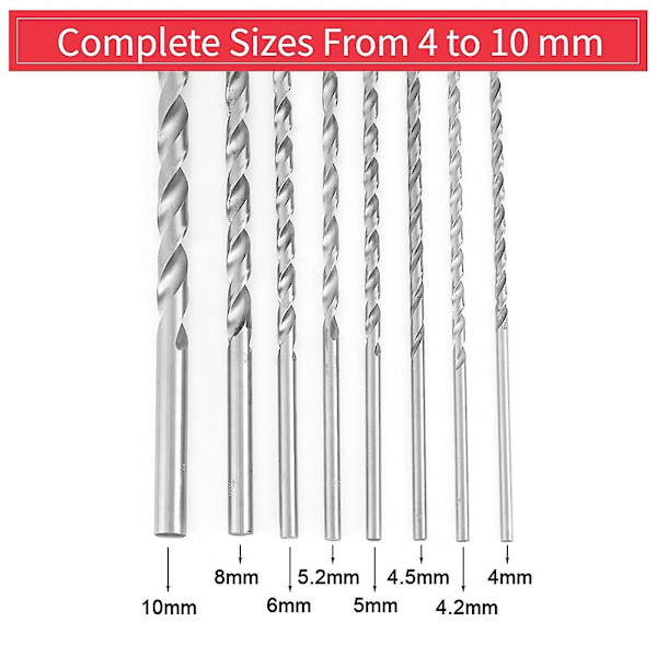 8 st HSS-mikroborrar, metriska borr, borrbitsverktyg 4-10 mm, HSS-borrar 4 mm, 4,2 mm, 4,5 mm, 5 mm, 5,2 mm, 6 mm, 8 mm, 10 mm borrset