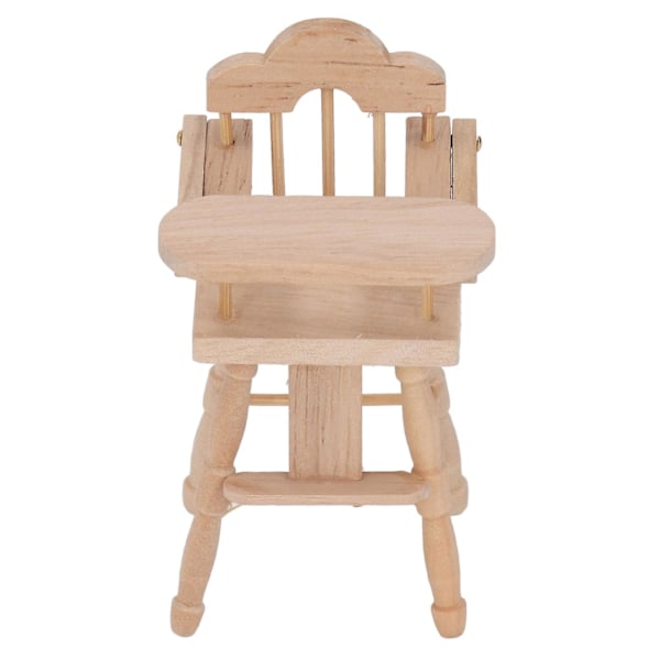 1/12 Dockhus Baby Matstol Livsliknande Fällbar Miniatyr Möbel Modell Björk Trä Vacker Dockhus Dekoration