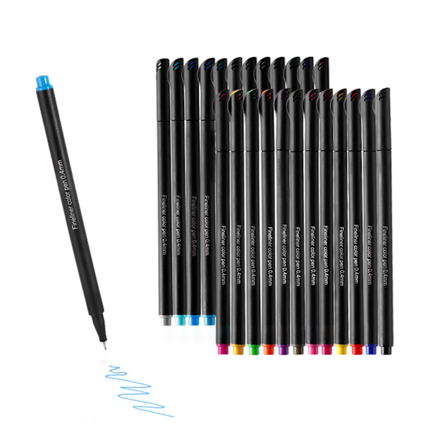12-pack färgade 0,4 mm markeringspennor för skola och kontor 24 färger