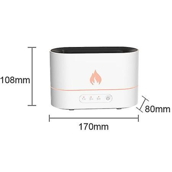 Usb-simulerad flam-nattlampa med 250 ml vattentank luftfuktare (svart)