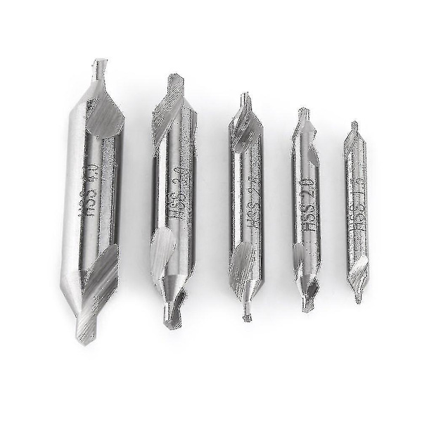 5 st, center, borr, bit, dubbeländad, 60 grader, 1,5/2,0/2,5/3,0/4,0 mm