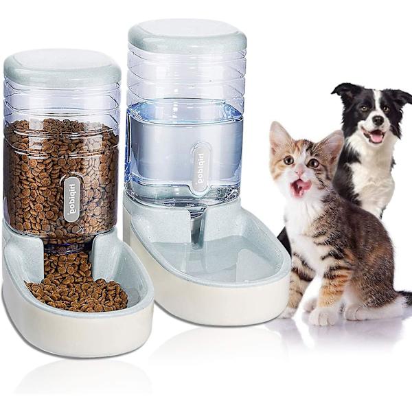Piao Grau Automatisk Vatten- och Matdispenser för Husdjur Katter Hundar 11 Gallon Med 1 Vattendispenser och 1 Automatisk Matare