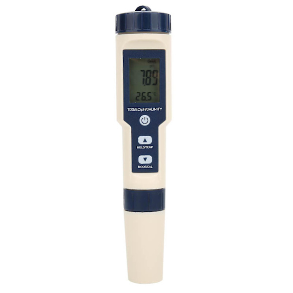 5 i 1 Bärbar Digital Ph/salinitet/temp/tds/ec Meter Multifunktionell Vattenkvalitetstestare Detektor