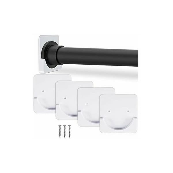 Självhäftande duschdragsstångshållare - Julväggmonterade duschdragsstångshållare ingår - 4-pack