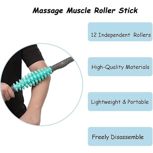 Massagerulle, Cellulite Massager, Terapi Muskelrulle Til Ryg, Fascia, Ben, Fod, Nakke (Lyseblå)