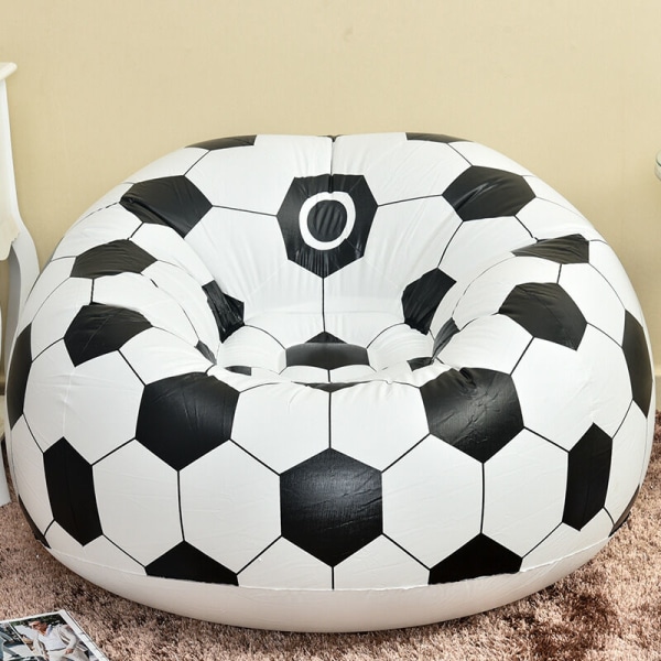 Uppblåsbar soffa uppblåsbar flockad lat soffa bönpåse fotbollsdesign uppblåsbar stol fotboll luftblåsare strandstol utomhus inomhus