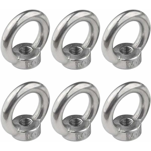 M10 Ringmutter Packung mit 6 Stück 304 Edelstahl Gewinde Ringmutter Ringmuttern für Hebezubehör