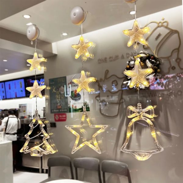 LED 3D Jultomte Fönsterljus Jul Fönsterdekoration Sugkopp Julbelysning, Hängande Fe-ljus (Klocka)