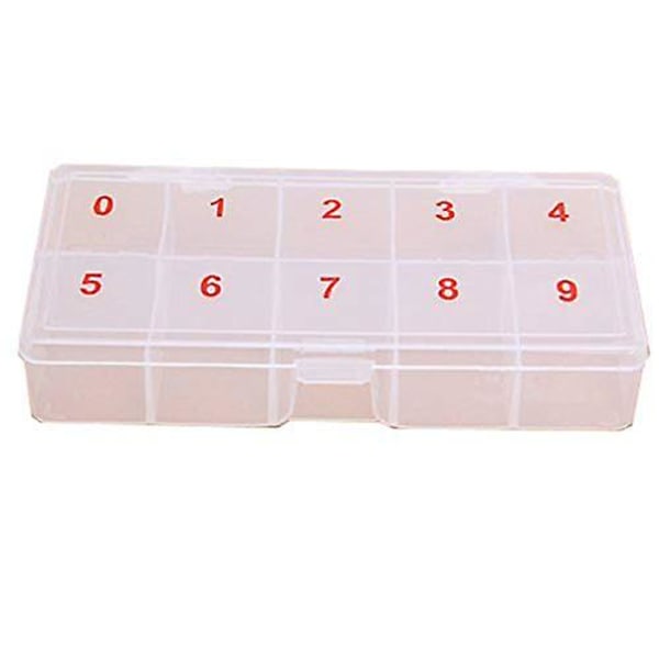 Nagelbox naglar för tipp akryl lådor pinnar swatch förvaring spetsar tomma nagelspetsar låda grejer arrangör 10 celler låda nagelklistermärke fodral smyckesförvaringslåda