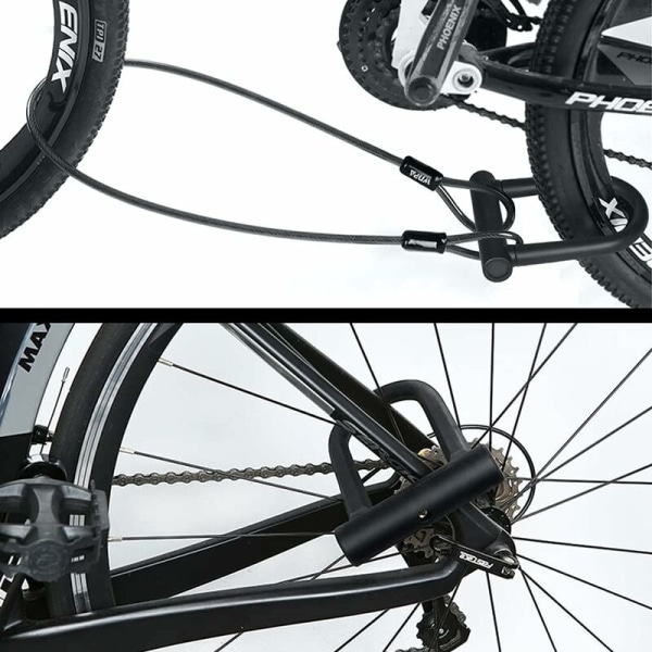 Cykel U-lås med fäste och kabel - Skydda din landsvägscykel, mountainbike och elskoter.