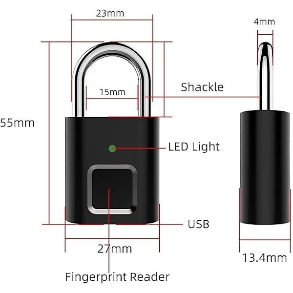 Smart Biometrisk Fingeraftryk Dør Låseplade Genopladelig Dørlås Fingeraftryk Smart Låseplade USB Nøglefri Hurtig Oplåsning