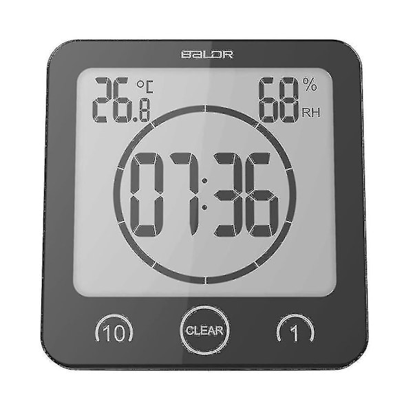 Badeværelsesur, brusetimer, alarm, digitalt ur, badeværelse, vandtæt