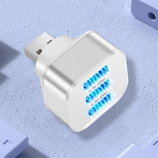 Bærbar 3-ports USB-mobillader, usb-forlengerlader, adapter Ladepluggstasjon Basehode Hjem (6 stk)