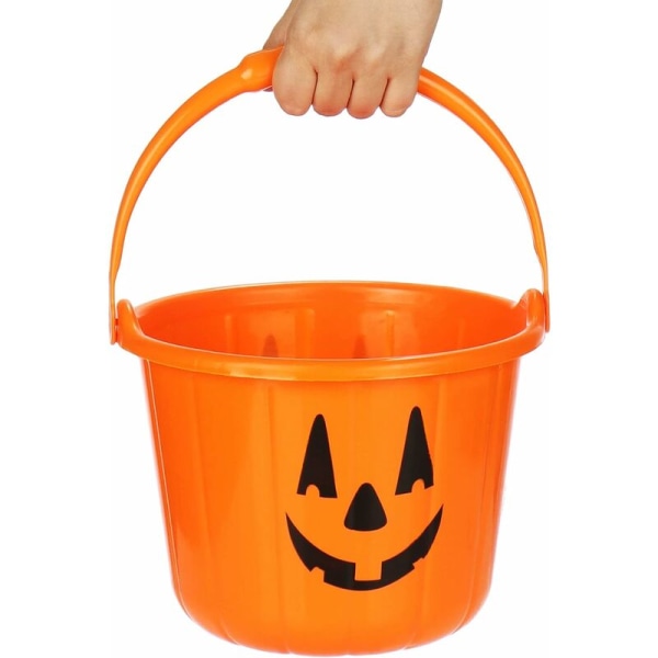 2X Halloween Pumpkin Bucket - Pumpkin Design plasthink med blinkande LED - Halloween Collection Bag med handtag