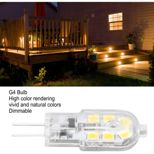 10 st G4 LED-lampa Ljusstyrka Dimbar Hög Färgåtergivning Transparent Skal Lampor för Landskapsbelysning DC 12V (Varmvitt)