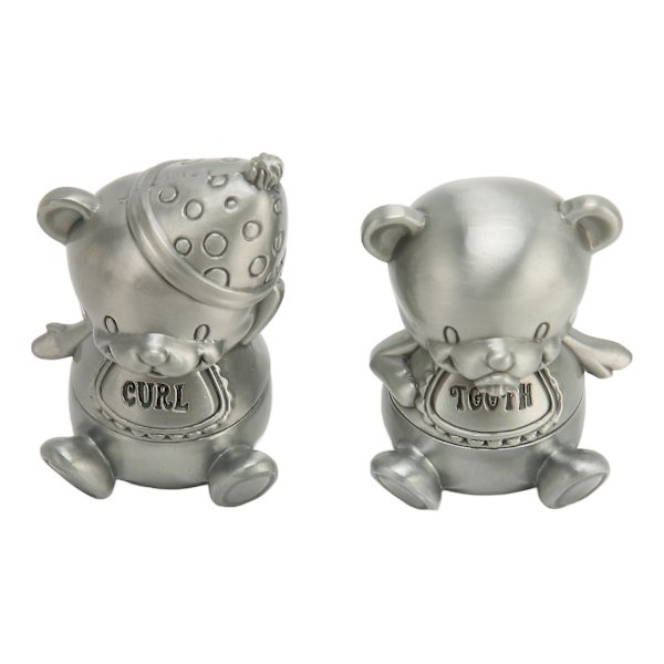 Baby Tænder Keepsake Box i Zinklegering - Bjørn Form - Udsøgt Udskæring - Souvenir Holder - Tandbeskytter til Børn og Småbørn