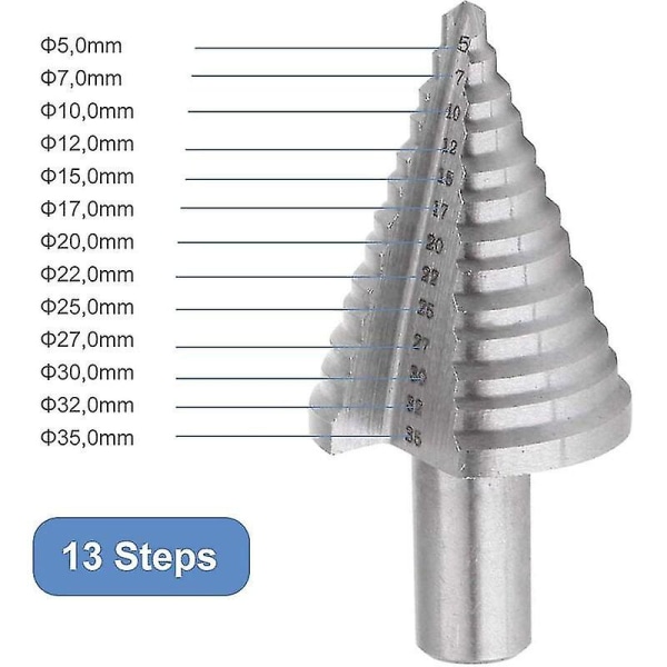 Hss Stegad Countersink Borr, Dubbelspårig Countersink Stegbrygga (5mm-35mm) Med Titanbeläggning, Solid, Perfekt För Skruvmejselborrning På