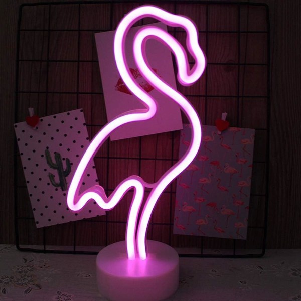 Led-neonvalokylttiseinäsisustus yövalo USB/paristokäyttöinen neon joululahjaksi syntymäpäivälahjaksi lapsille Olohuoneen hääkoristelu (flamingo)