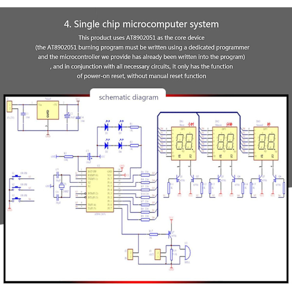 DIY-sarjat AT89C2051 Elektroninen kello 6-bittinen digitaalinen putkinäyttöpaketti