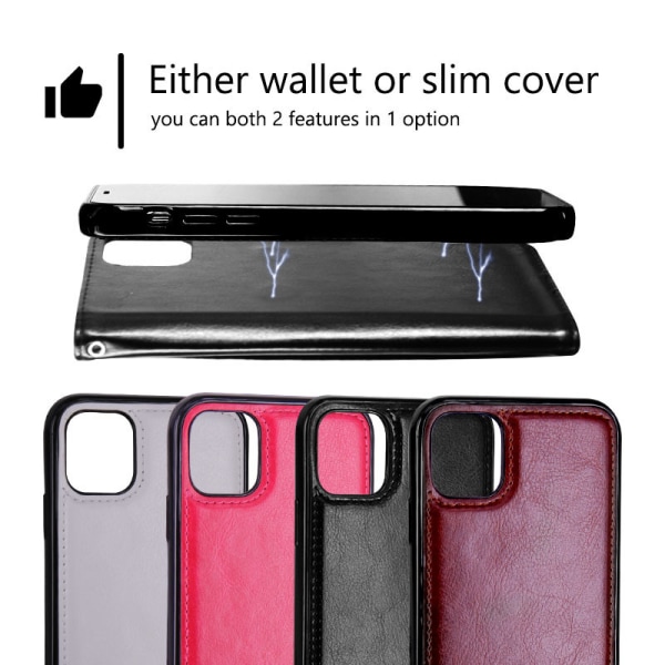 iPhone11Pro - Magnetic Shell 2-i-1 Flip Phone case Röd iPhone11Pro