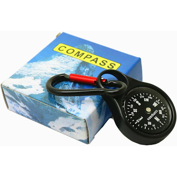 Kompass, metallkarbinhake, svart zinklegering multifunktionskompass