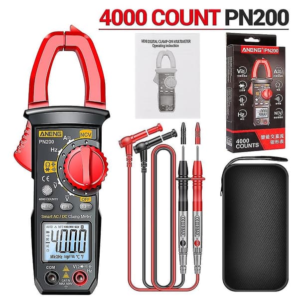 Digitalt klemmemåler Multimeter 4000 teller Amp Volt Tester Auto-ranging Ncv