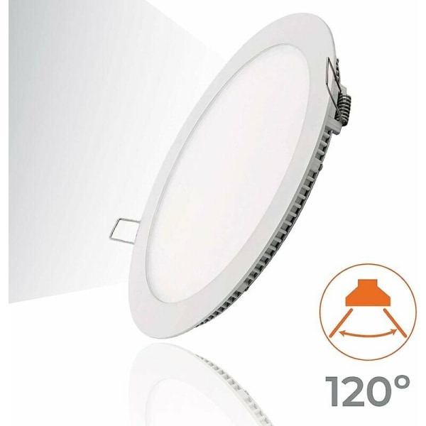 Set med 1 platt rund LED-infällda spotlights 1800 lumen. Inkluderar drivrutiner (145 mm, 9 W, 3500 K, varmvit).