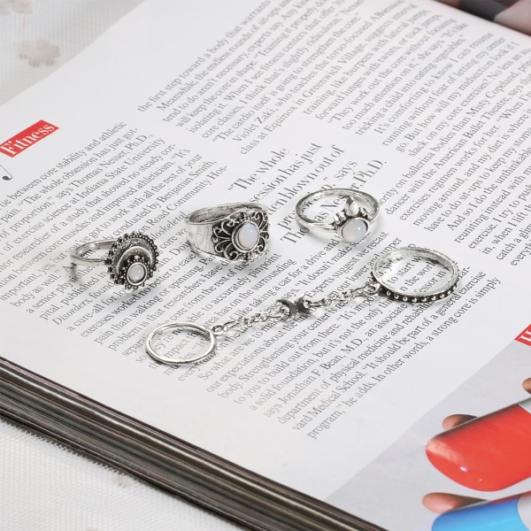 4-pack Sterling Silver Boho Knuckle Ring Set för kvinnor