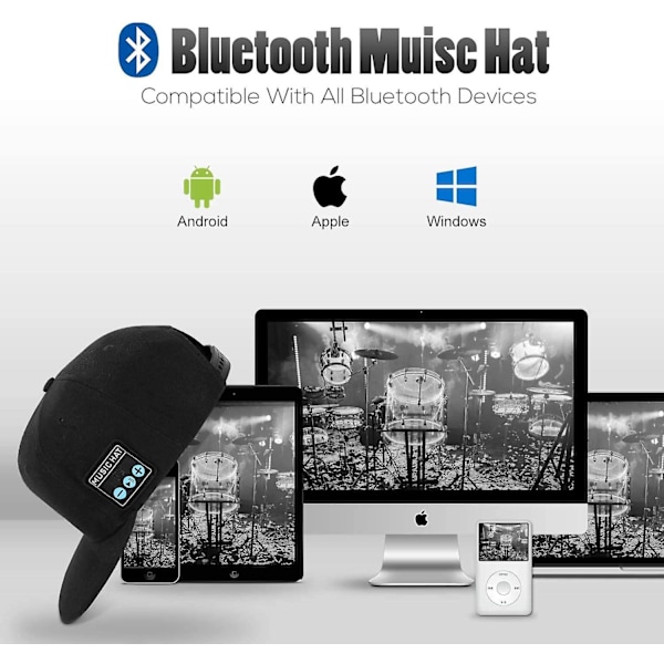 Mössa med Bluetooth-högtalare Justerbar Bluetooth-mössa Trådlös smart högtalartelefonkeps