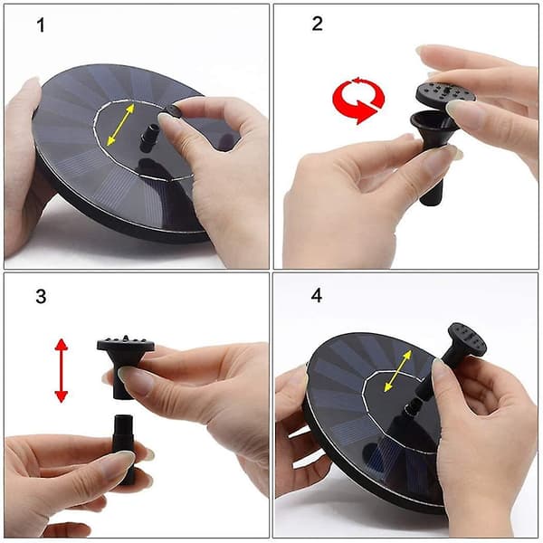 Solcellsfontän, uppgraderad version 3w solfågelbadsfontän Utan batteri