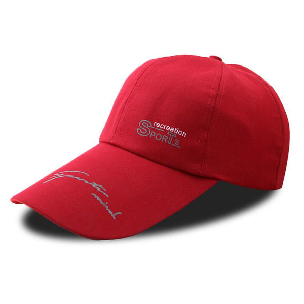 Unisex solhatt, baseballcap, retro ensfarget justerbar lue (bokstav + rød)