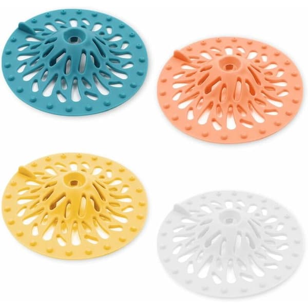 4-pack silikon vulkan hår catcher för badkar - bra grepp - hållbart silikon avloppsskydd för badrum (4 färger) MODOU