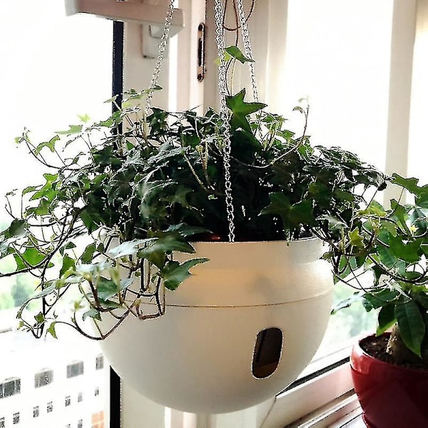 2 st hängande kruka i plast med självbevattning och krokar, hängande blomkruka med avtagbar bas Ny 2024 Hög kvalitet x.