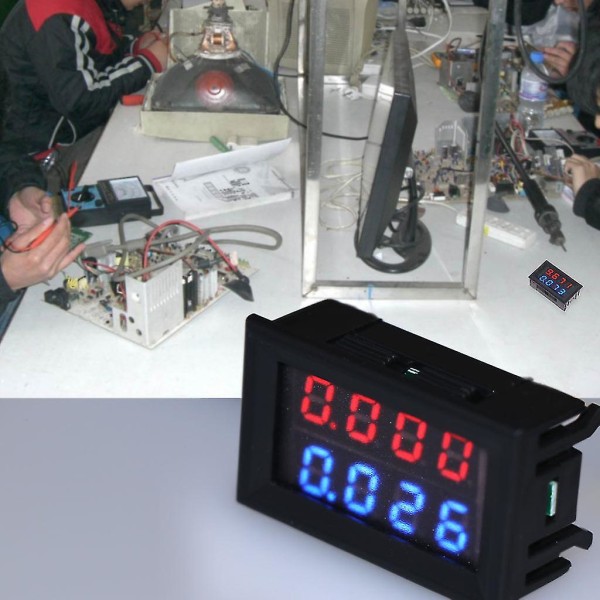 0,28 tum digital DC voltmeter ammeter för DC 100V 10A spänningsström