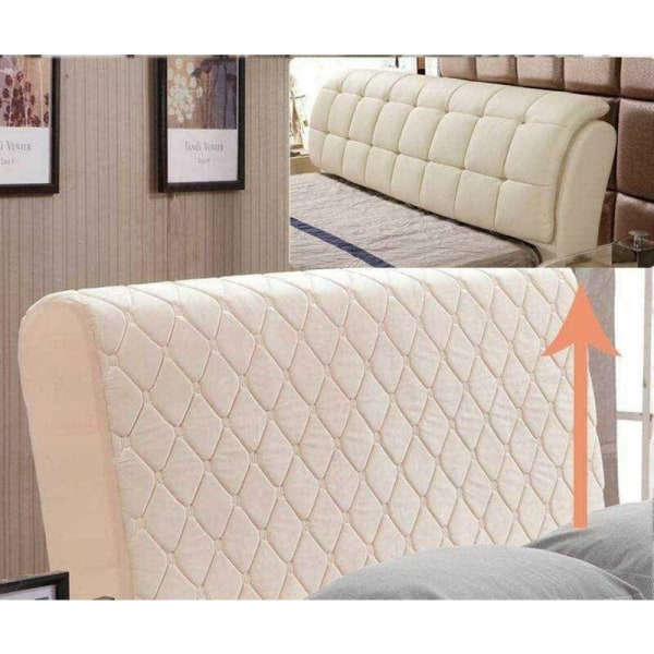 Huvudgavelöverdrag täcke överdrag elastiskt huvudgavelöverdrag 180 cm, quiltad täckeöverdrag i enfärgad bomull huvudgavelöverdrag, beige-180 x 80 cm