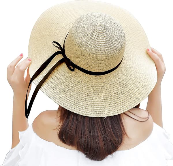 Damebred Solhat med Bred Skygge, Foldbar Rullehat til Sommer Strandhatte