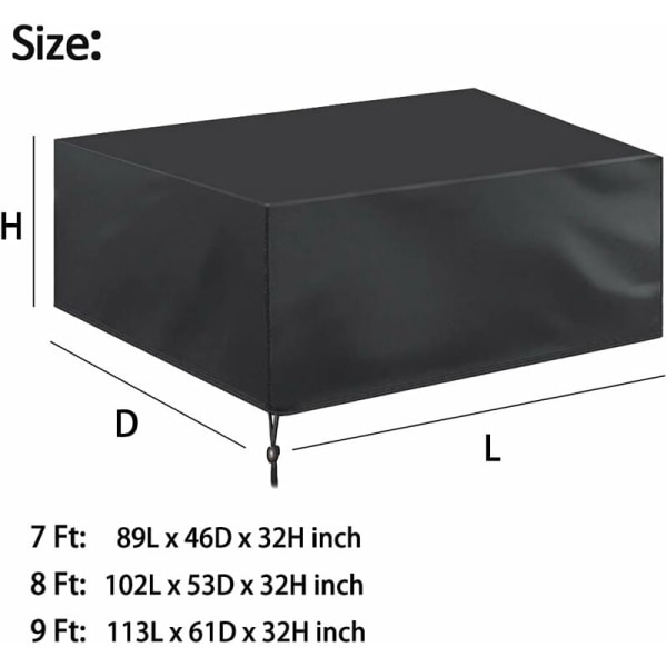 Cover, 7 8 9ft biljardbordsöverdrag med dragsko, hållbart vattentätt cover för biljardbord/rektangulärt bord (9 fot: 113 x 61 x 32 tum)
