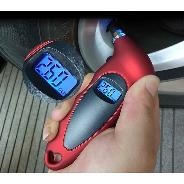 LCD-display digital däcktrycksmätare 0-150 bakgrundsbelysning Hög noggrannhet Övervakning Bilmonitor Barometer Däcktrycksmätare
