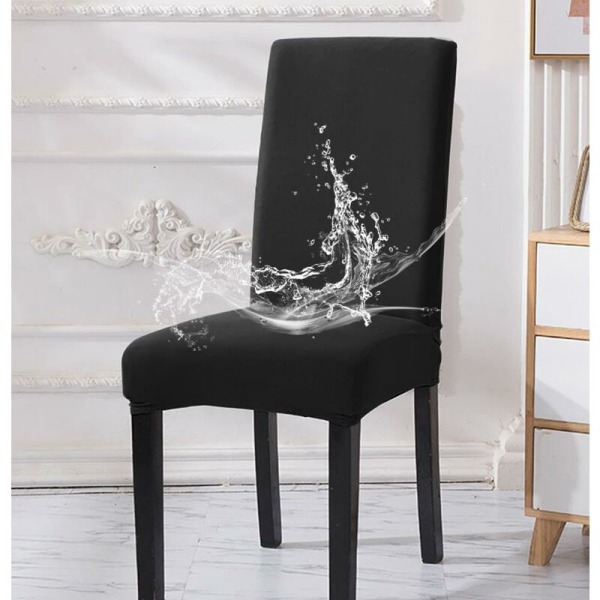 Simplicity Home Bedroom Plus Hög elasticitet Mjölksilke Vattentät Stolsöverdrag Svart 6-pack