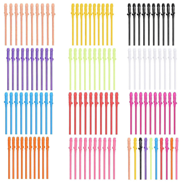 Intressepipett Flerfärgad Livsmedelskvalitet Material Unik Form 10st Rolig 19cm Lång Bar Ungkarlsfest Sugrör（Beige）
